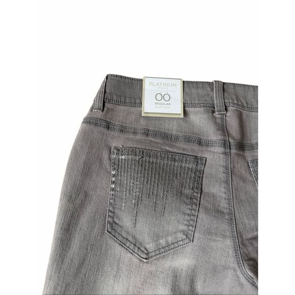 NEW Chico’s Sequin Frost Slim Jeans Gray Silver 00 US 2 - Picture 4 of 11